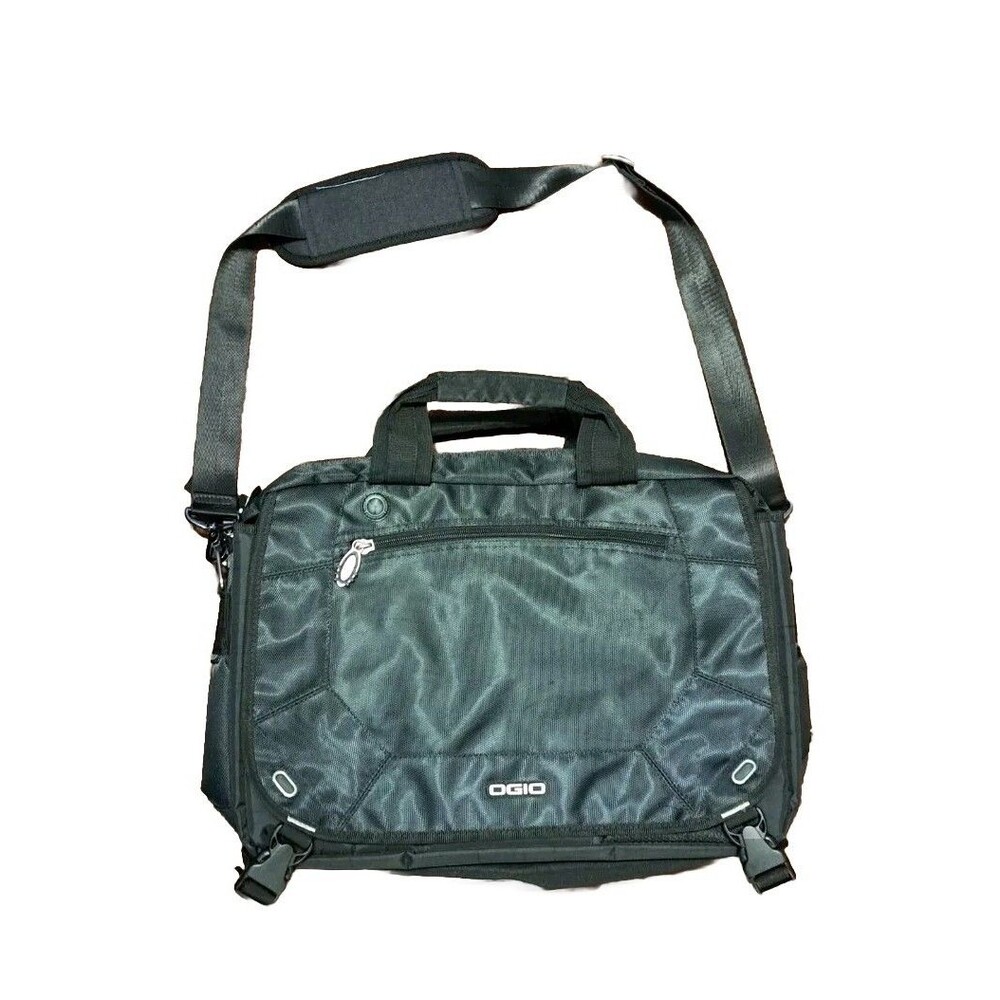 OGIO Multi Zip Messenger Laptop Bag Black Padded Travel Satchel 18x12 Strap